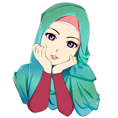 Illustration of an animated girl wearing a hijab, anime girl cartoon png