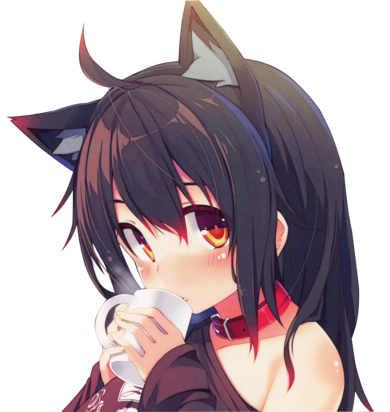 Animated Anime girl with a cup png