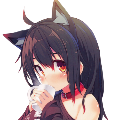 Fille anime animée avec une tasse png