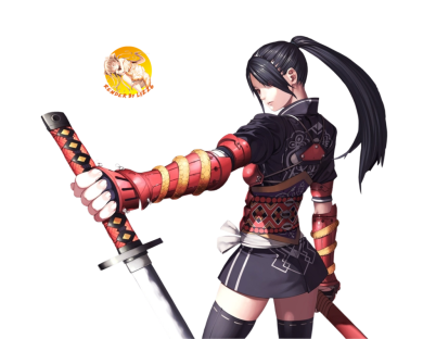 Download Dynamic Anime Ninja Girls: Chibi Characters with Katana Weapons png