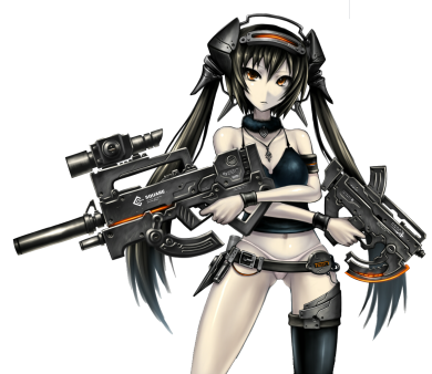 Download Anime Girls with Guns: Powerful Female Characters Armed with Firearm Weapons png
