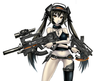 Anime Girls with Guns: personnages féminins puissants armés d'armes à feu png