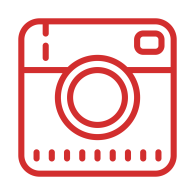 Icono rojo de instagram en forma de rectángulo usando arte lineal png