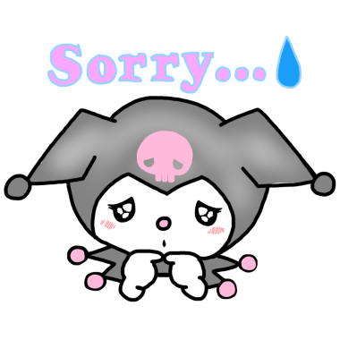 Kuromi sticker with sorry tag, kuromi png