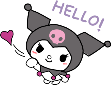 Download Kuromi cartoon character saying hello with love feelings png