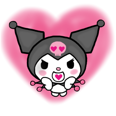 Kuromi sanrio personnage en forme de coeur png
