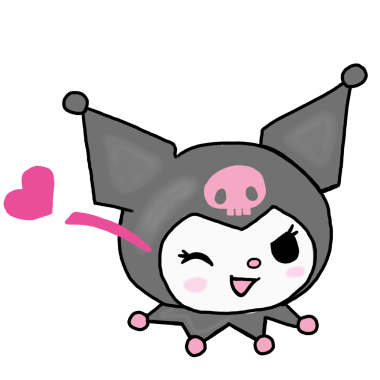 Beau personnage kuromi montrant l'amour et le bonheur png