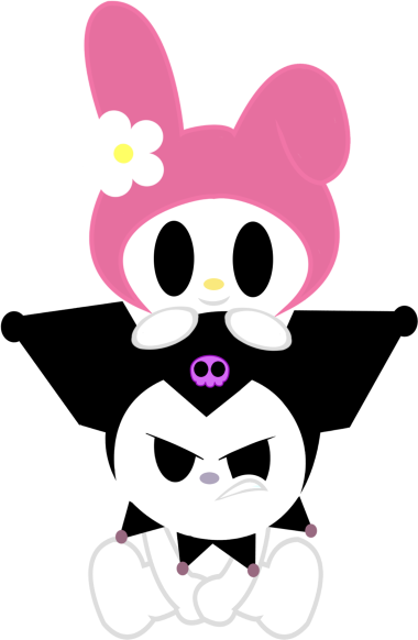 Kuromi png et My Melody png, posant ensemble