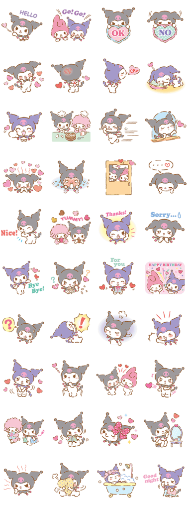 Download Kurmi characters list, my melody characters list, stickers list png