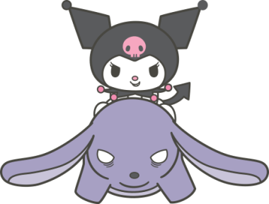 Download Kuromi sitting on an animal cartoon anime png