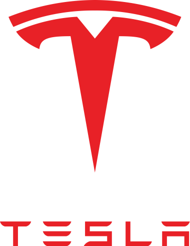 Tesla branding logo, Tesla text logo in red color png