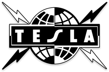 Tesla text logo on world globe monochrome png