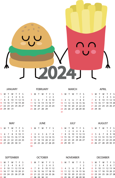 Calendrier 2024, icône de hamburger, png