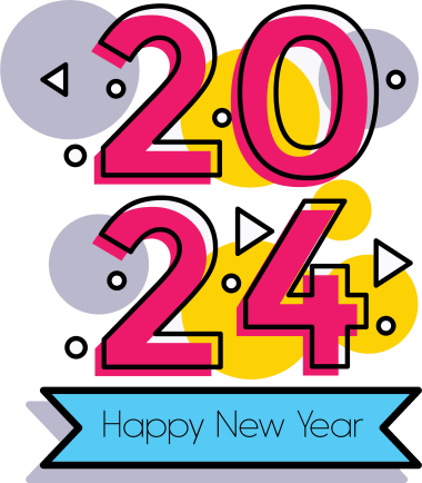 Happy New year 2024 text logo png